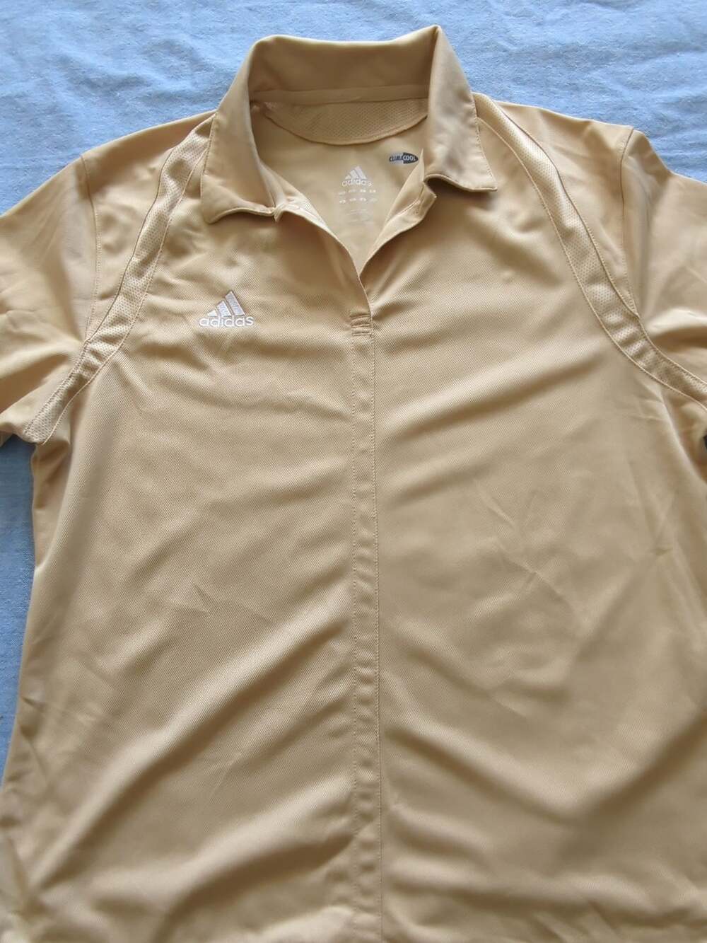 Adidas Women's Climacool Short Sleeve Polo Shirt Beige Gold Men's Size L